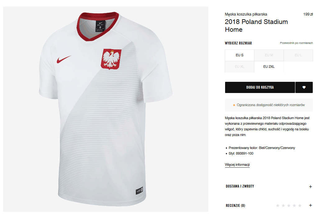 Koszulka reprezentacji Polski 2018 - Nike Stadium za 199 zł